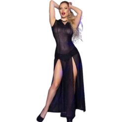 Comprar CHILIROSE - CR 4685 VESTIDO LARGO CON CAPUCHA NEGRO S al mejor precio - Envíos Discretos