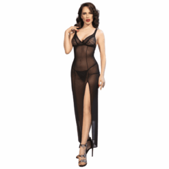 Comprar CHILIROSE - CR 4723 BABYDOLL LARGO & TANGA NEGRO M al mejor precio - Envíos Discretos