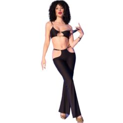 Comprar CHILIROSE - CR 4851 SET TOP NEGRO Y LEGGINS CON COMPLEMENTOS DORADOS S al mejor precio - Envíos Discretos