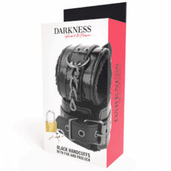 Comprar DARKNESS - ESPOSAS CUERO AJUSTABLES MANOS NEGRO CON CANDADO al mejor precio - Envíos Discretos