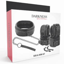Comprar DARKNESS - ESPOSAS Y COLLAR DE CUERO NEGRO al mejor precio - Envíos Discretos