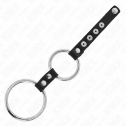 Comprar KINK - ANILLO PENE METAL DOBLE 3.8 CM A 5 CM CONECTADOS CON CUERO al mejor precio - Envíos Discretos