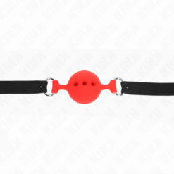 Comprar KINK - MORDAZA 55 x 2 CM DE BOLA 4.5 CM DE SILICONA COMPLETA TALLA M ROJO AJUSTABLE 35-51 CM al mejor precio - Envíos Discretos