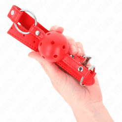 Comprar KINK - MORDAZA DE BOLA 4 CM TRANSPIRABLE CON DOBLE REMACHE MODELO 1 ROJO 62 x 2.5 CM AJUSTABLE 42-58 CM al mejor precio - Envíos Discretos
