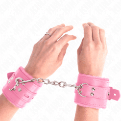 Comprar KINK - MUÑEQUERAS FORRADAS CON AGUJEROS CUADRADOS ROSA Y CORREA ROSA AJUSTABLE 17-29 CM X 6 CM al mejor precio - Envíos Discretos