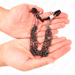 Comprar KINK - PINZAS PARA PEZONES CON TRIPLE CADENA NEGRO 20/23/28 CM al mejor precio - Envíos Discretos