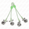 Comprar KINK - PINZAS PARA PEZONES LUMINOSAS FORMA CALABERA CON CASCABEL SONORO AJUSTABLE VERDE / PLATEADO al mejor precio - Envíos Discretos