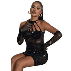 Comprar SUBBLIME - 952235 VESTIDO DE REJILLA CON BRILLANTES NEGRO TALLA ÚNICA al mejor precio - Envíos Discretos