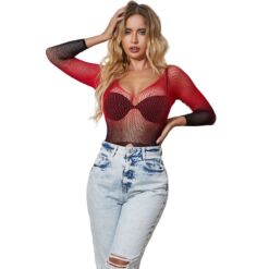 Comprar SUBBLIME - 952259 VESTIDO DE REJILLA ELÁSTICO MANGA LARGA DEGRADADO ROJO Y NEGRO TALLA ÚNICA al mejor precio - Envíos Discretos