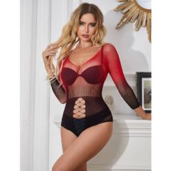 Comprar SUBBLIME - 952259 VESTIDO DE REJILLA ELÁSTICO MANGA LARGA DEGRADADO ROJO Y NEGRO TALLA ÚNICA al mejor precio - Envíos Discretos