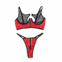Comprar SUBBLIME - 955533 CONJUNTO SUJETADOR CON CREMALLERA DE MALLA DE CHAROL ROJO S/M al mejor precio - Envíos Discretos