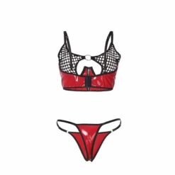 Comprar SUBBLIME - 955533 CONJUNTO SUJETADOR CON CREMALLERA DE MALLA DE CHAROL ROJO S/M al mejor precio - Envíos Discretos