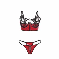 Comprar SUBBLIME - 955533 CONJUNTO SUJETADOR CON CREMALLERA DE MALLA DE CHAROL ROJO S/M al mejor precio - Envíos Discretos