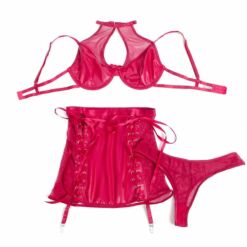 Comprar SUBBLIME - 957605 CONJUNTO SUJETADOR Y FALDA DE CUERO ROJO S/M al mejor precio - Envíos Discretos