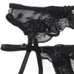 Comprar SUBBLIME - SET DE 3 PIEZAS SUJETADOR + TANGA + LIGA ESTAMPADO FLORAL NEGRO L/XL al mejor precio - Envíos Discretos