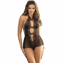 Comprar SUBBLIME - TEDDY CUELLO HALTER ESPALDA DESCUBIERTA ENCAJE NEGRO L/XL al mejor precio - Envíos Discretos