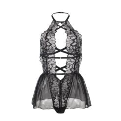 Comprar SUBBLIME - TEDDY CUELLO HALTER ESPALDA DESCUBIERTA ENCAJE NEGRO S/M al mejor precio - Envíos Discretos
